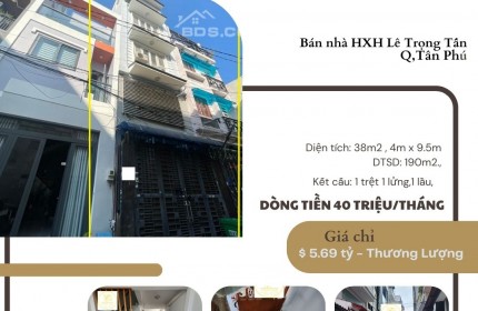 SỐC Bán nhà HXH Lê Trọng Tấn 38m2, 4LẦU, 5.69tỷ, DÒNG TIỀN 40TRIỆU/Tháng